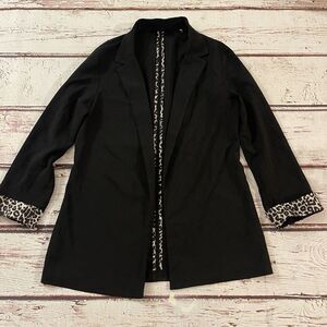 Mosaic & Co Leopard Print Cuff Jacket Blazer Color Black Womens Size Small